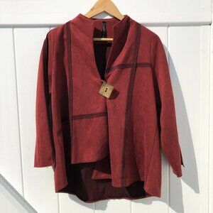 I.C. By Connie K Jacket Maroon Red Toggle Button Art to Wear Single Button Small